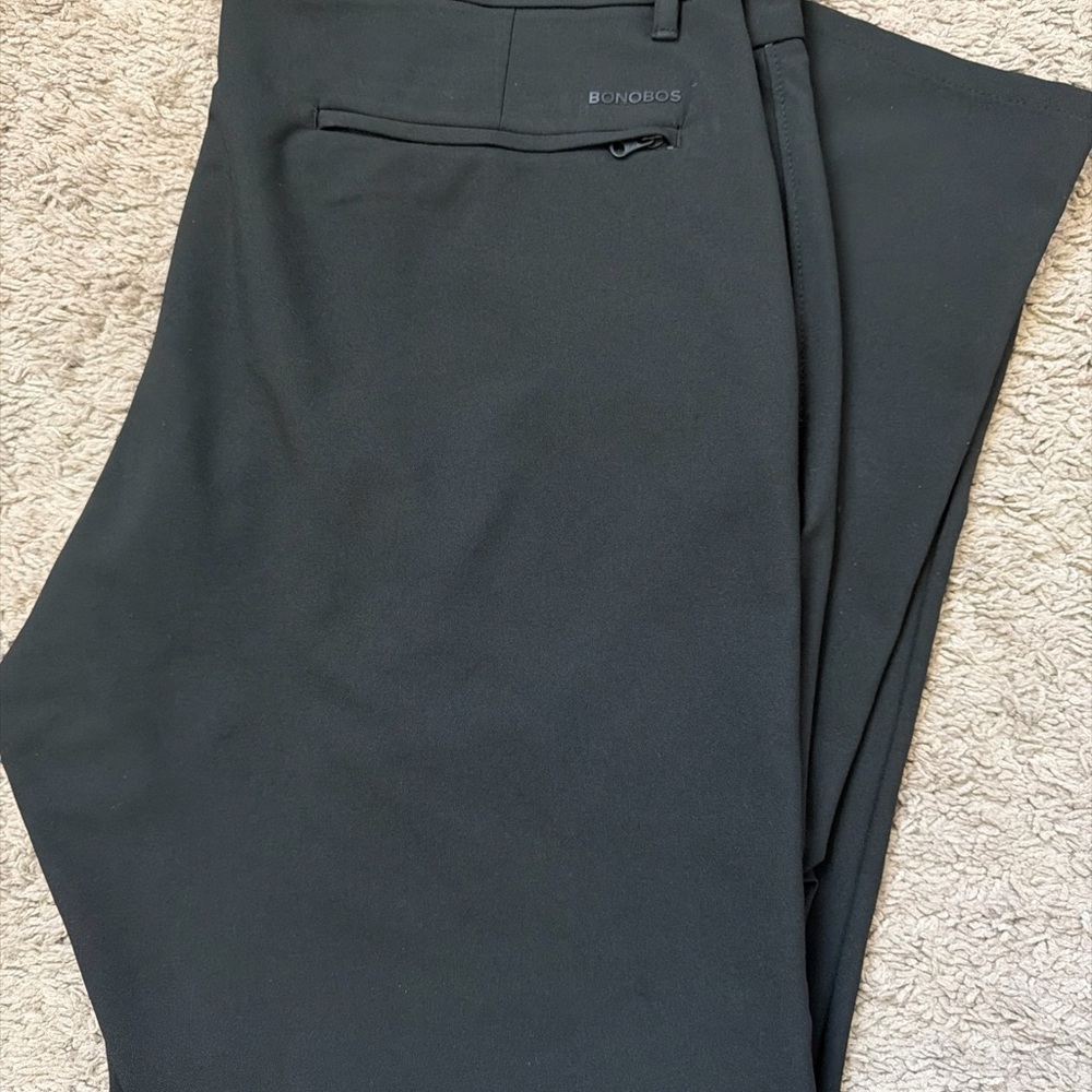BONOBOS Mens Slim Taper Black Chino Pants Size 36x30 Cotton Spandex